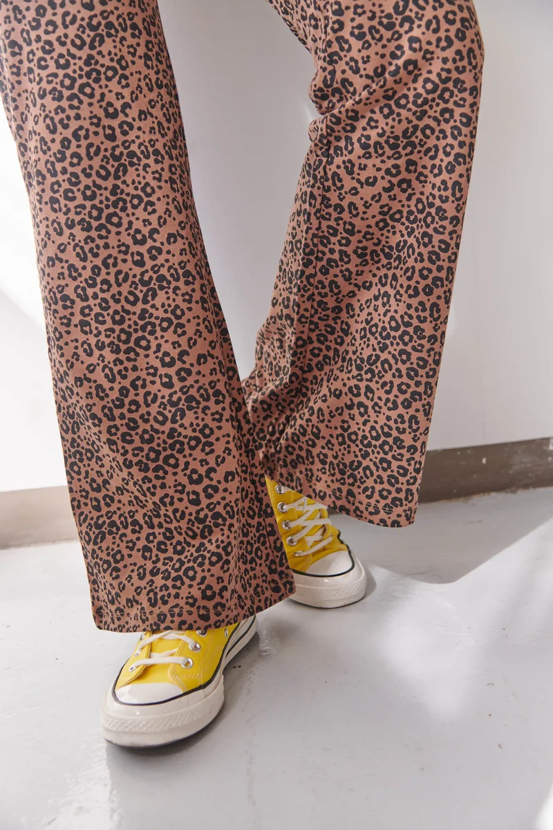 Pantalon Coton BIO Évasé - Léopard Marron