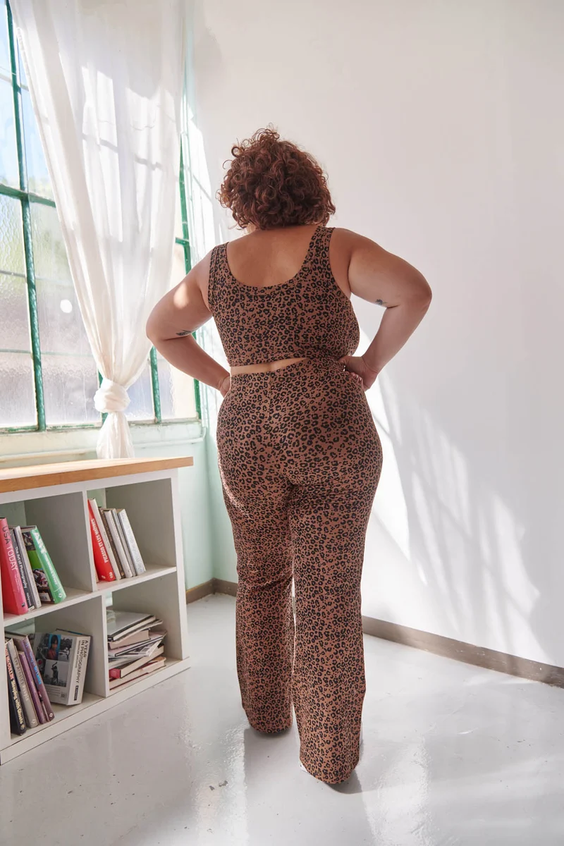 Pantalon Coton BIO Évasé - Léopard Marron