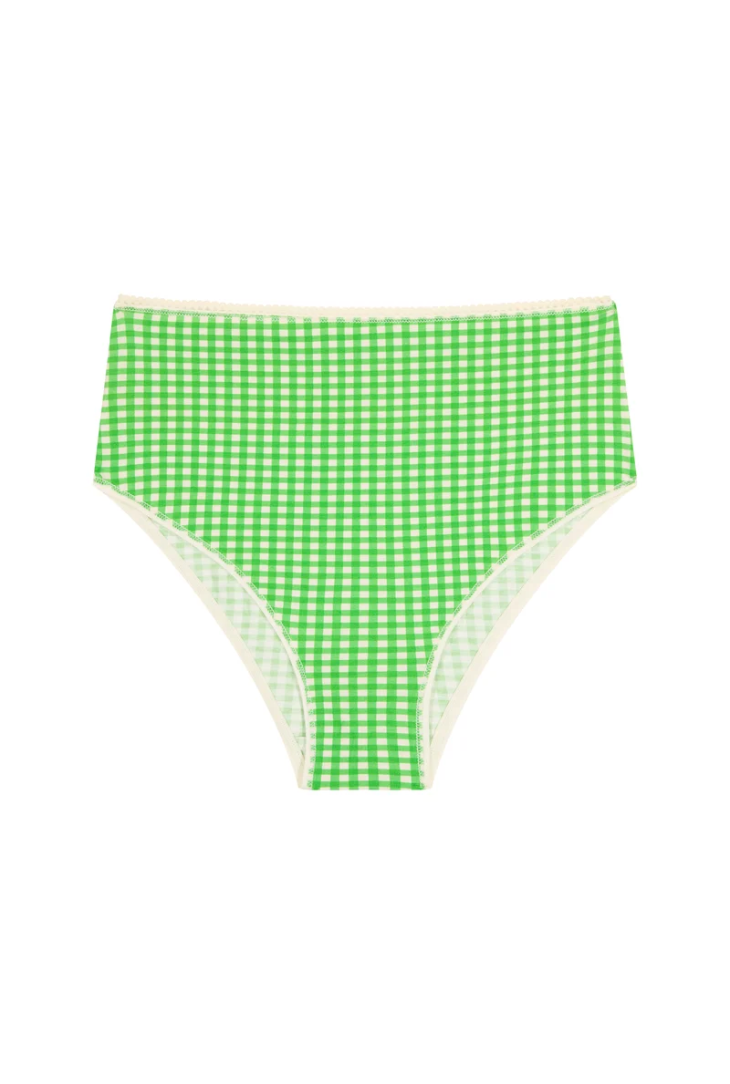 Culotte Taille Haute Coton BIO - Vichy Vert