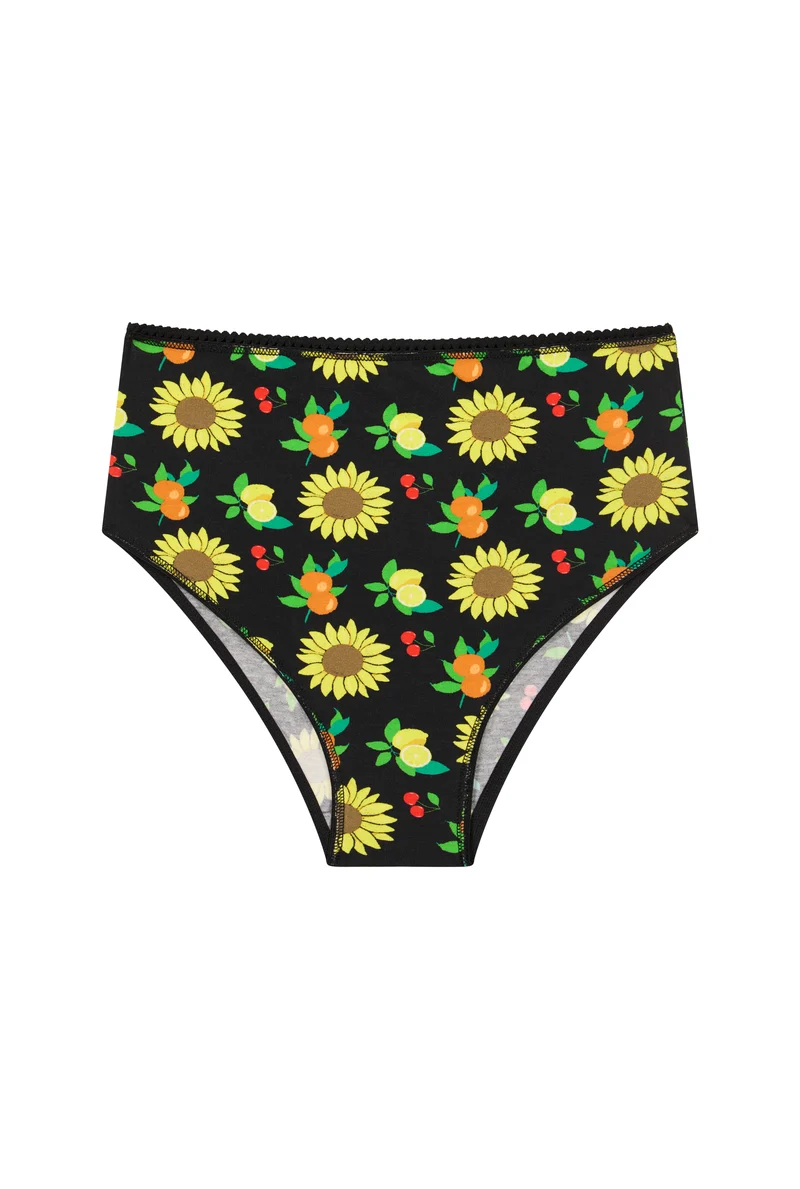 Culotte Taille Haute Coton BIO - Mix Provençal Noir