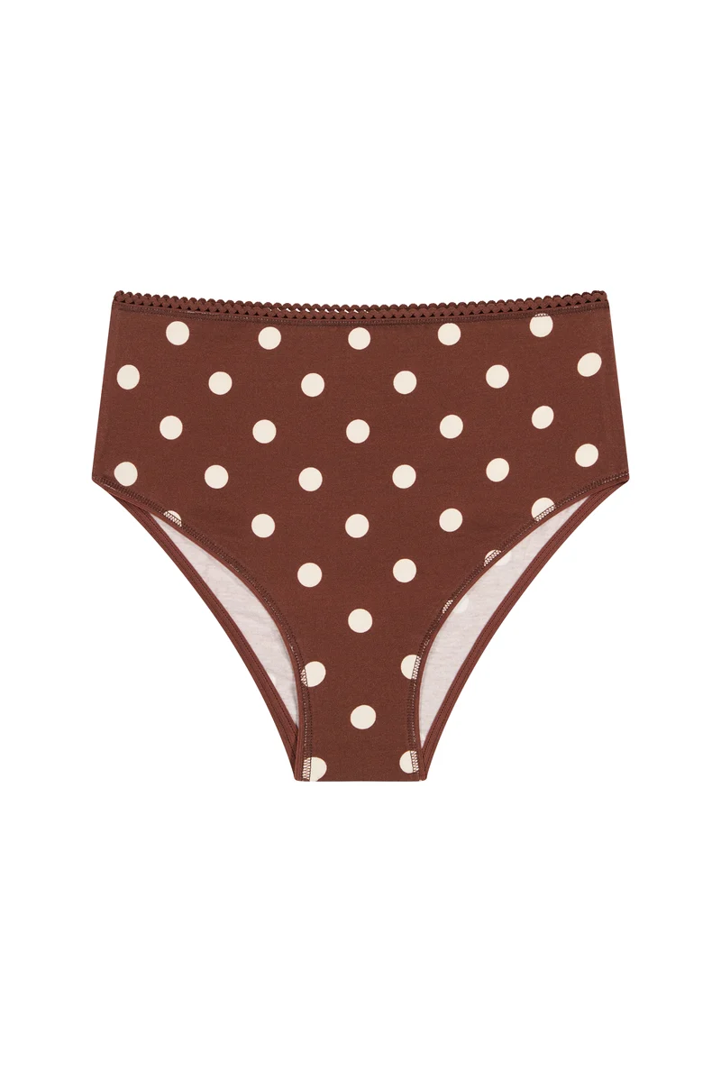 Culotte Taille Haute Coton BIO - Pois Marron