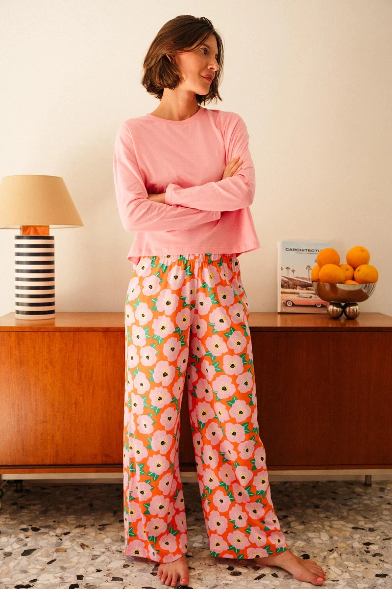 Pyjama Manches Longues Coton BIO - Bougainvillier Orange