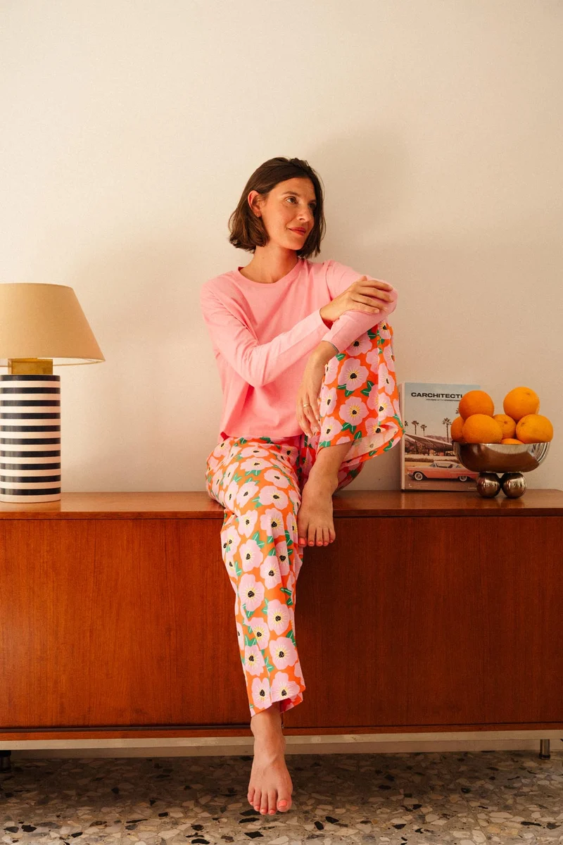 Pyjama Manches Longues Coton BIO - Bougainvillier Orange