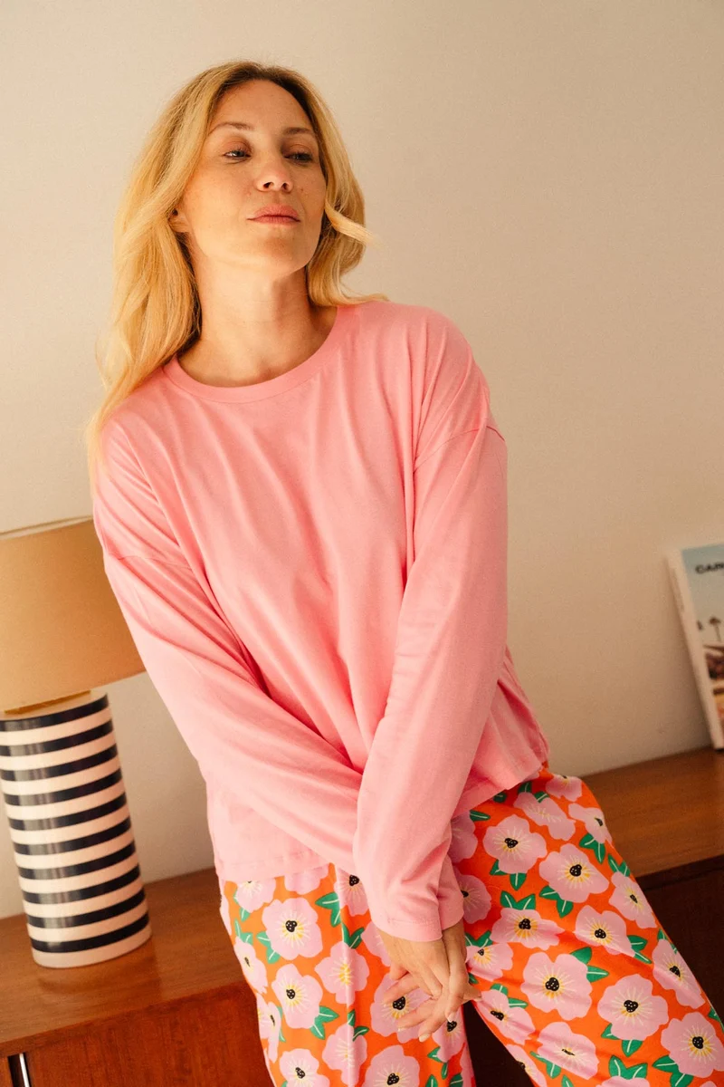 Pyjama Manches Longues Coton BIO - Bougainvillier Orange