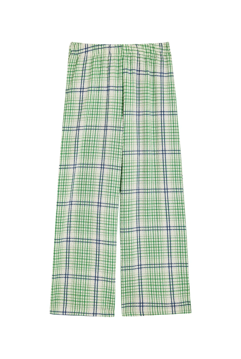Pantalon Texturé Géométrique - Vert et Bleu