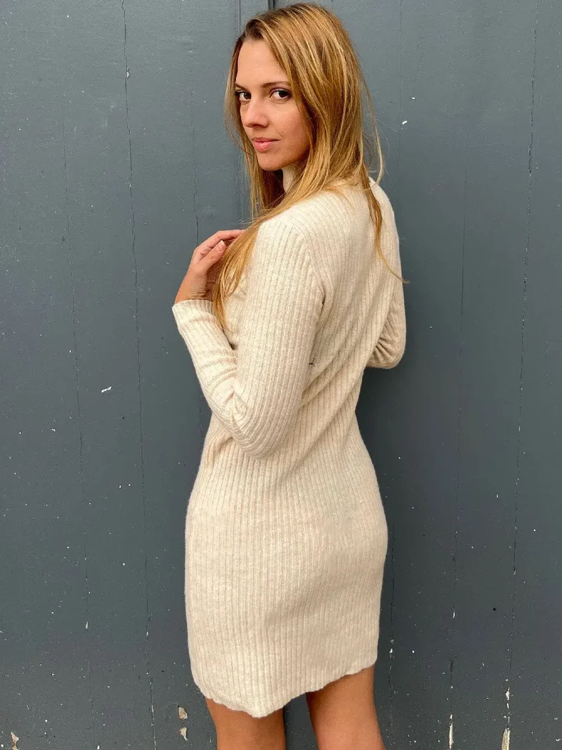Robe Pull Col Roulé 100% Laine - Aby