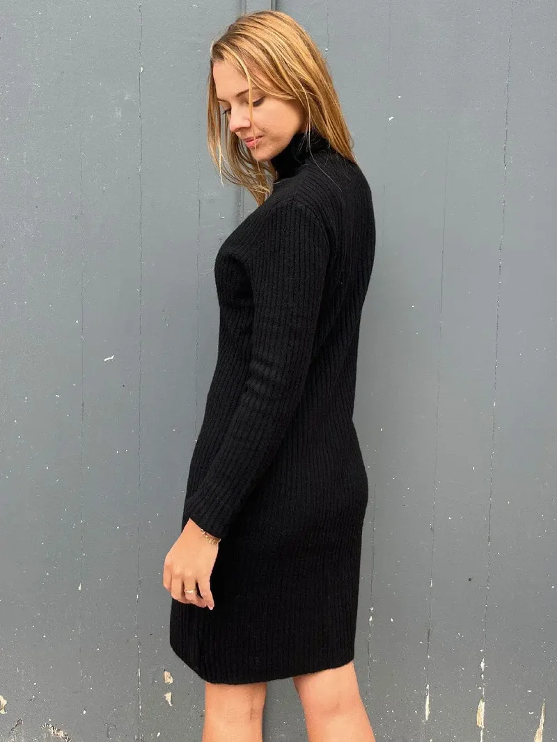 Robe Pull Col Roulé 100% Laine - Aby