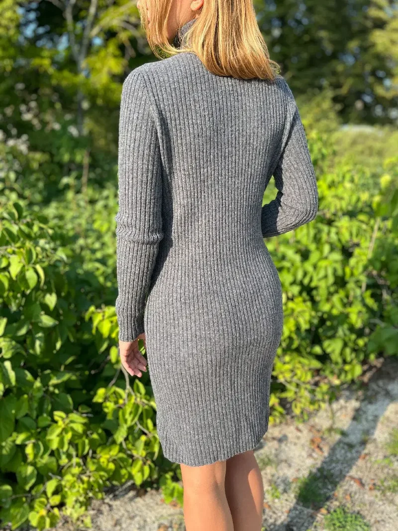 Robe Pull Col Roulé 100% Laine - Aby
