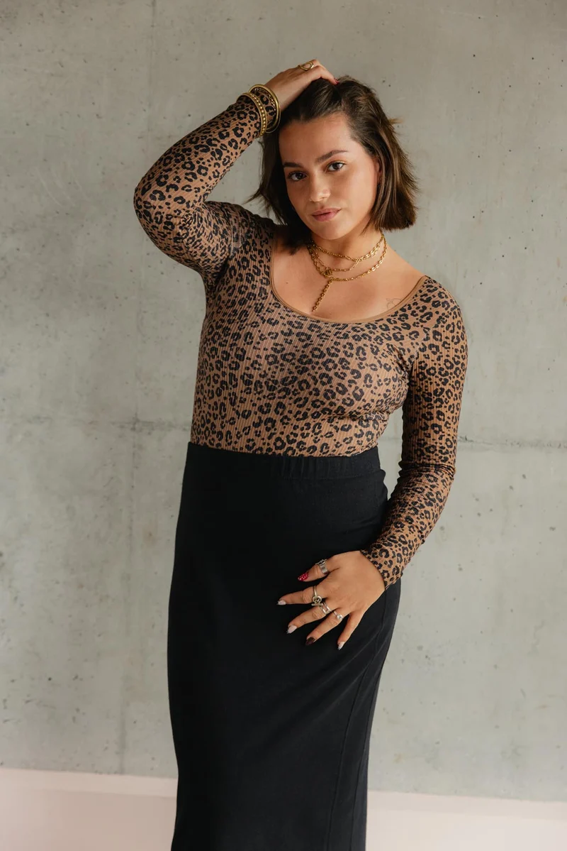 Body Coton BIO - Léopard Marron