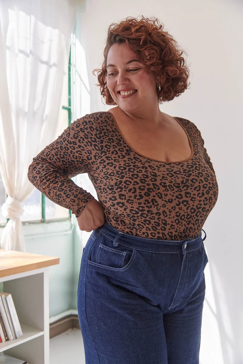 Body Coton BIO - Léopard Marron