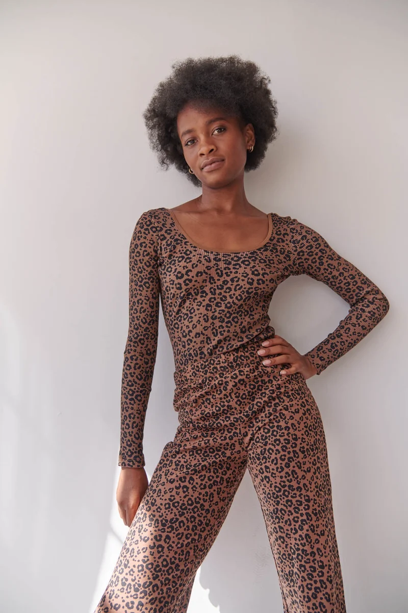 Body Coton BIO - Léopard Marron