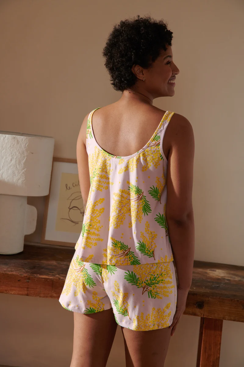 Pyjama Débardeur Coton BIO - Mimosa Lilas