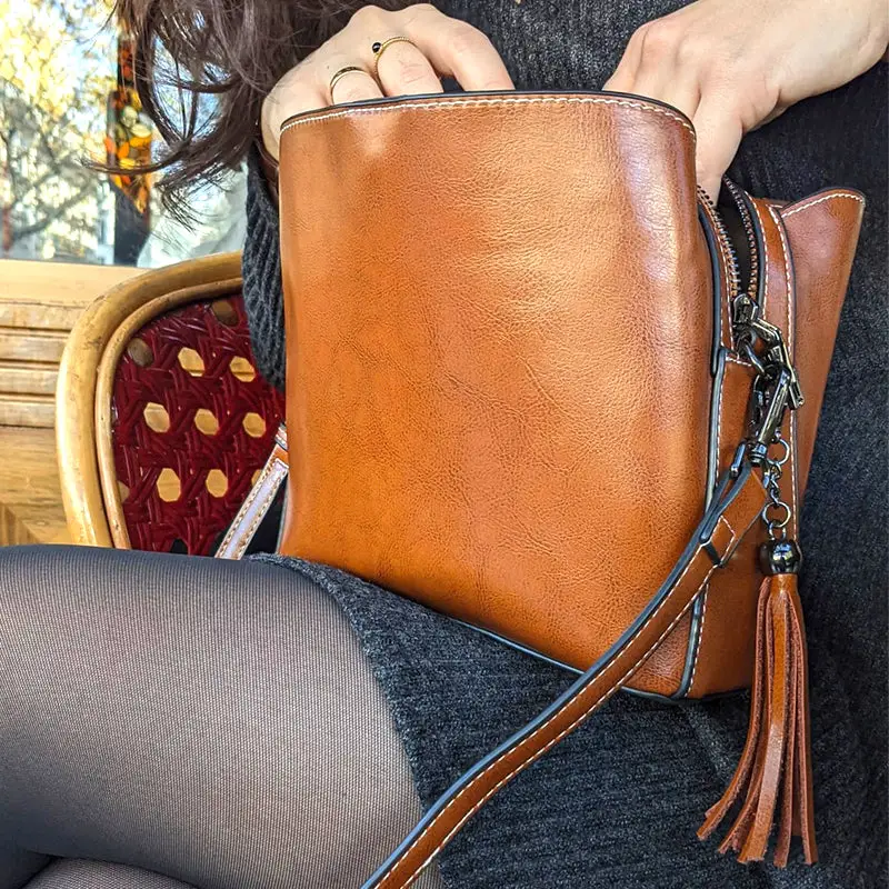 Petit Sac Bandoulière Cuir Marron - Enzo