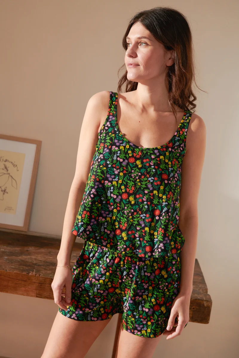 Pyjama Débardeur Coton BIO - Pampa Noir