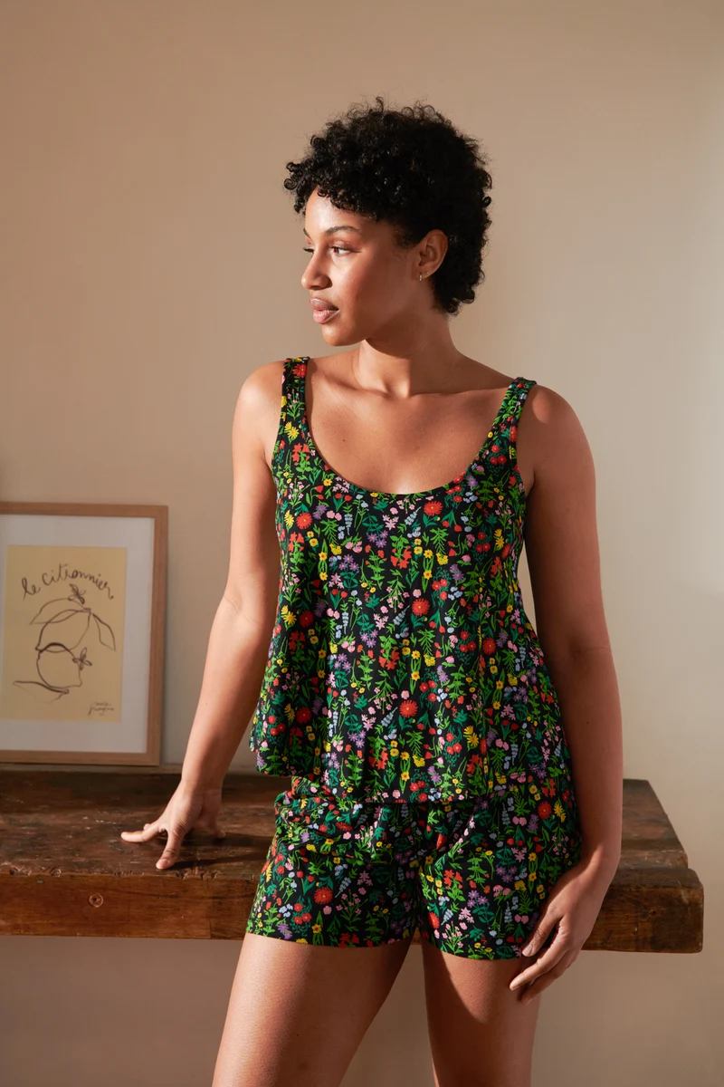 Pyjama Débardeur Coton BIO - Pampa Noir