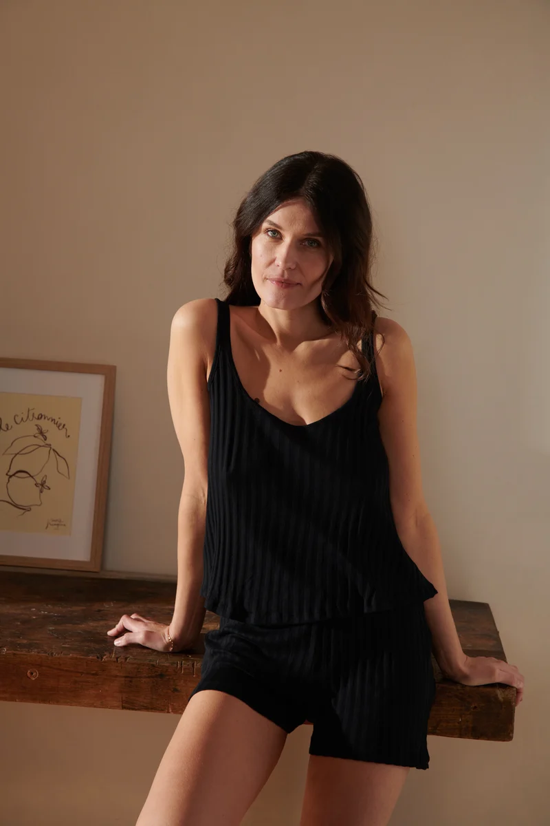 Pyjama Débardeur Coton BIO - Noir