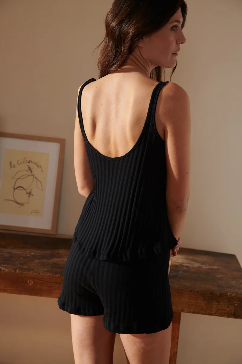 Pyjama Débardeur Coton BIO - Noir