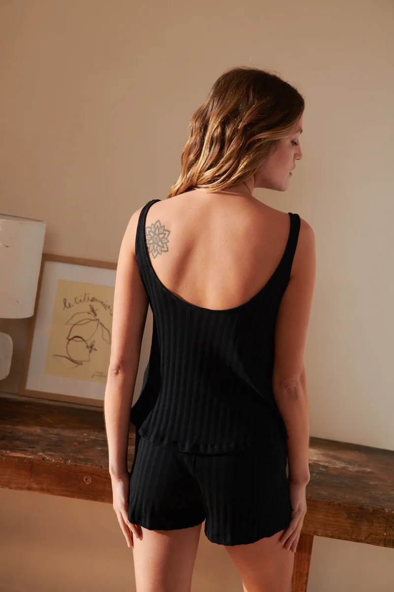 Pyjama Débardeur Coton BIO - Noir
