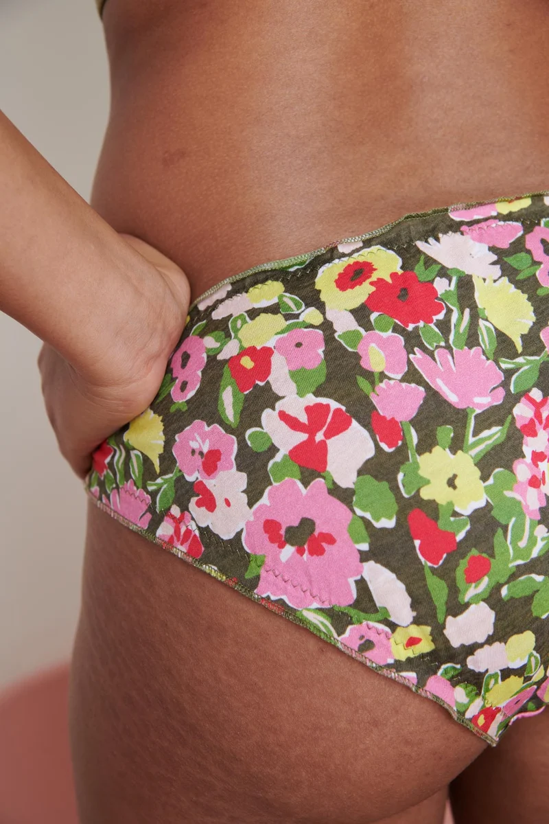 Bloomer Coton BIO - Fleurs Kaki