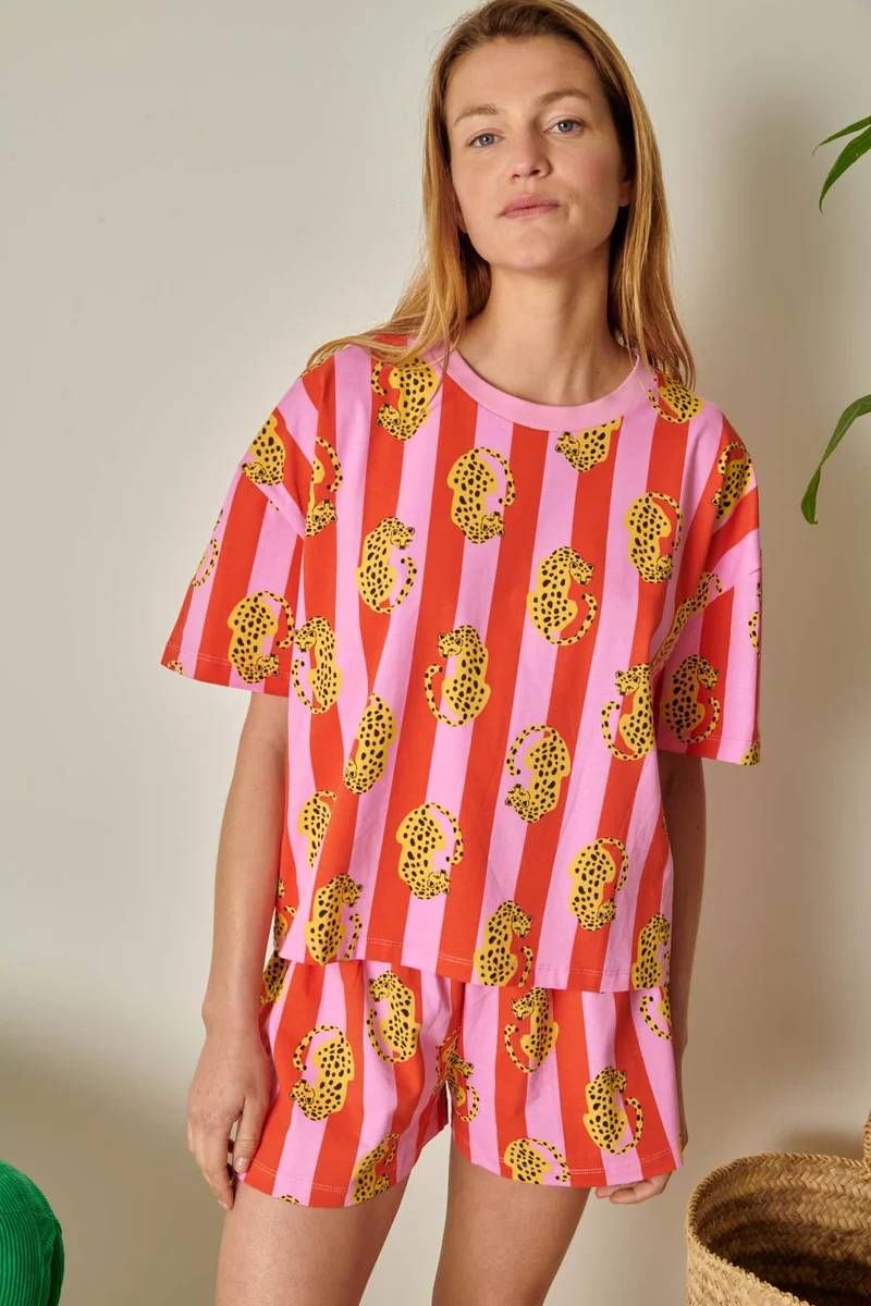 Pyjama Coton BIO - Léo Rayures Rouge
