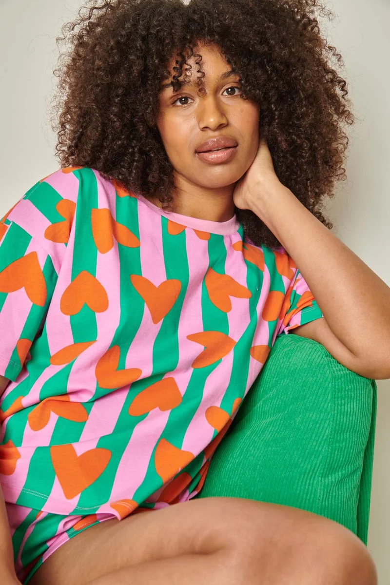 Pyjama Coton BIO - Coeurs Rayures