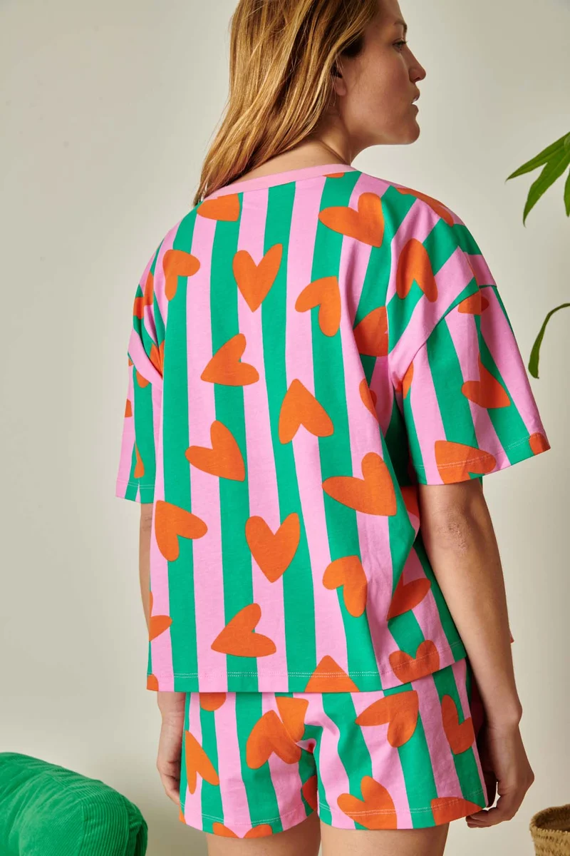 Pyjama Coton BIO - Coeurs Rayures
