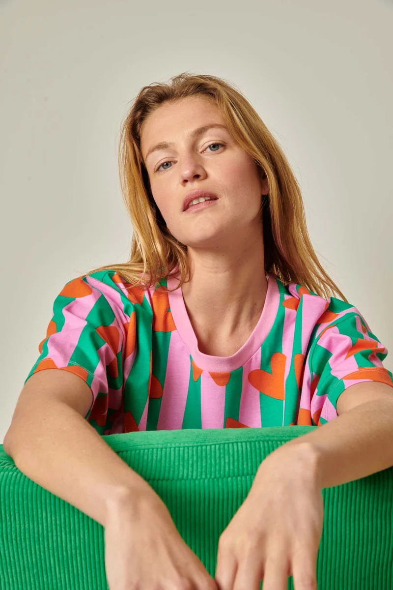 Pyjama Coton BIO - Coeurs Rayures
