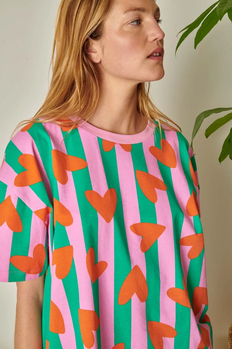 Pyjama Coton BIO - Coeurs Rayures