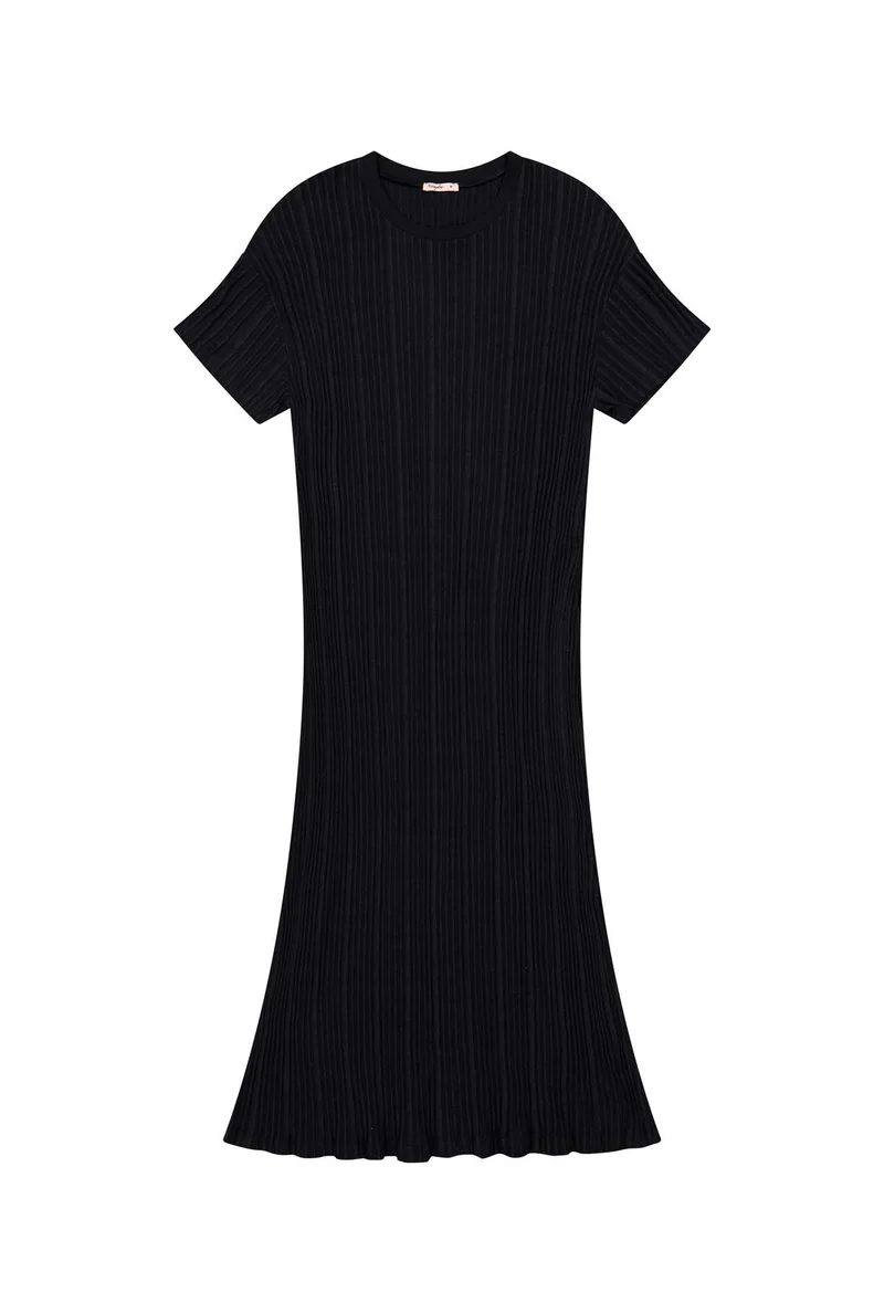 Robe T-shirt plissée Coton BIO - Noir
