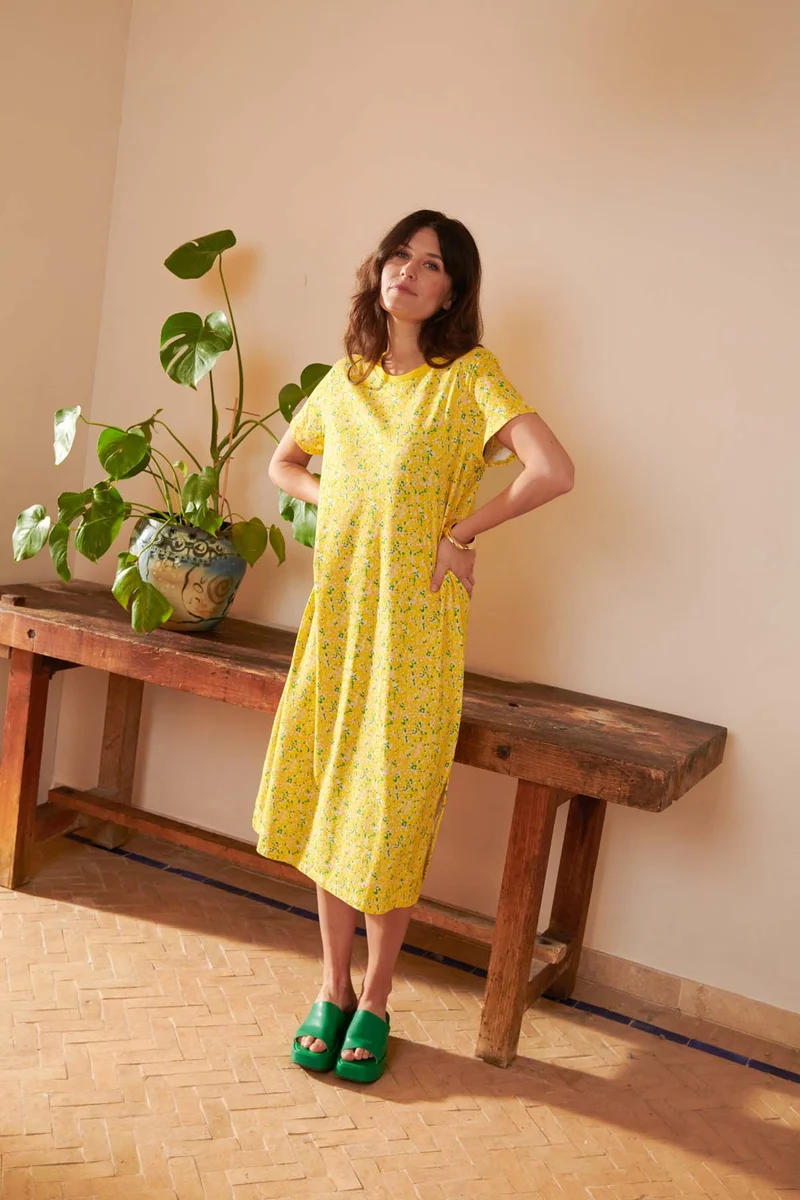 Robe T-shirt Coton BIO - Confettis Jaune
