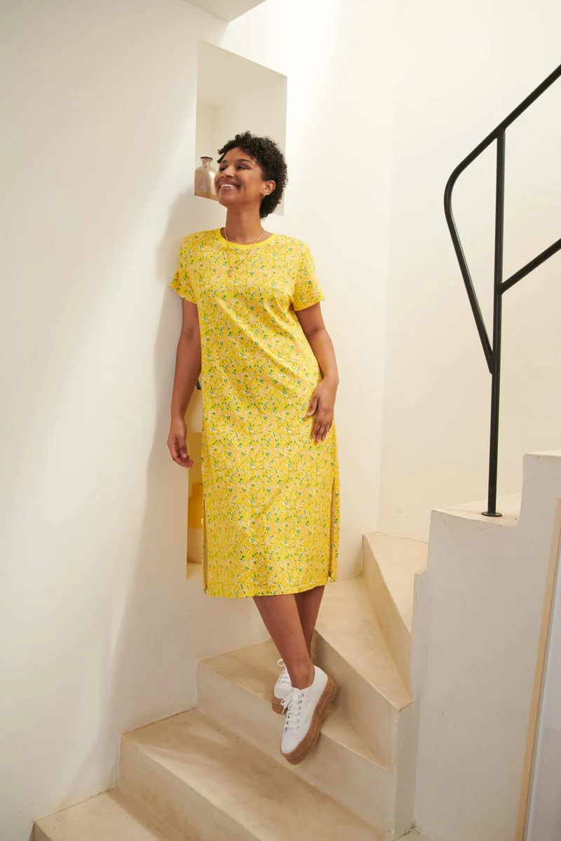 Robe T-shirt Coton BIO - Confettis Jaune