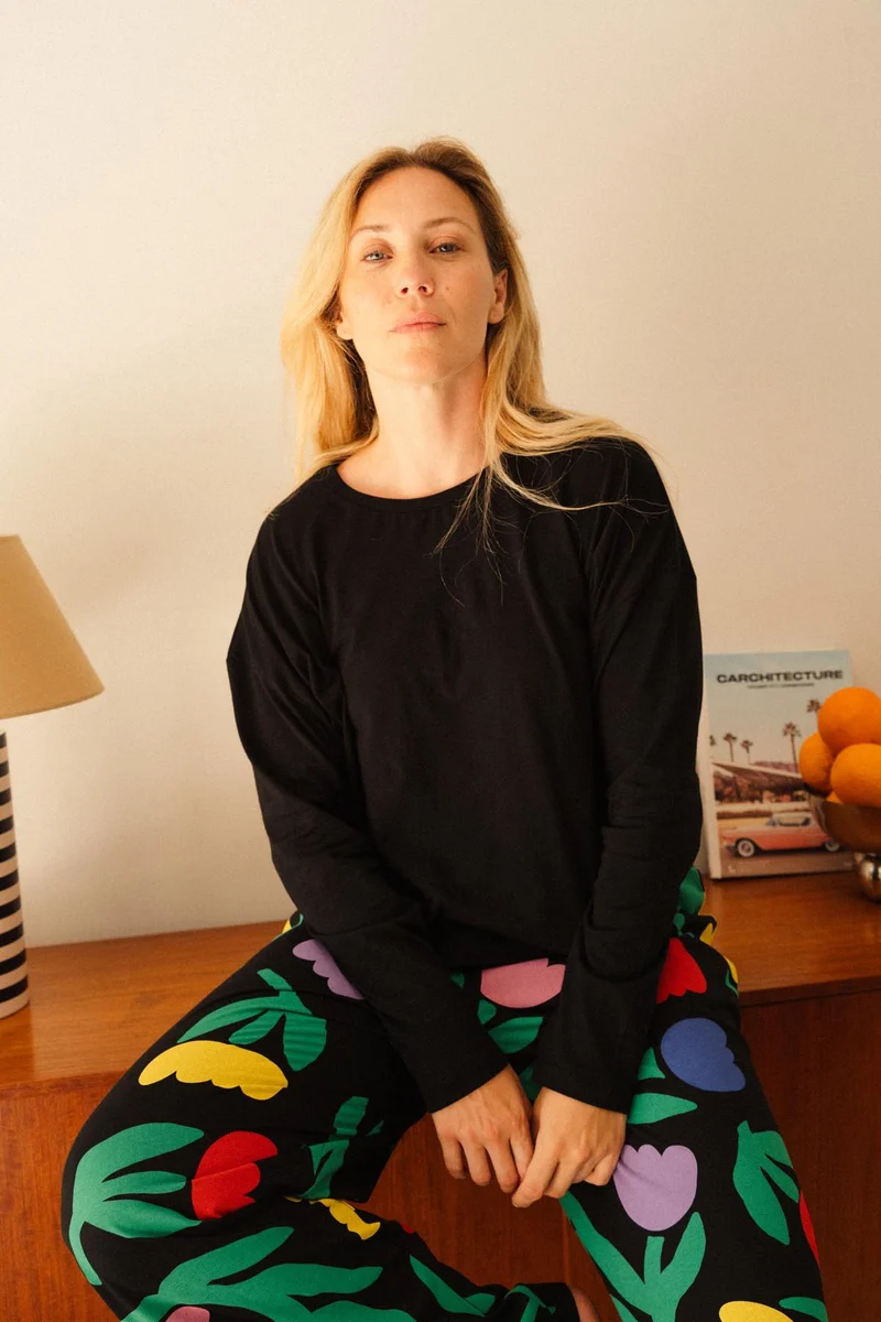 Pyjama Manches Longues Coton BIO - Tulipia Noir