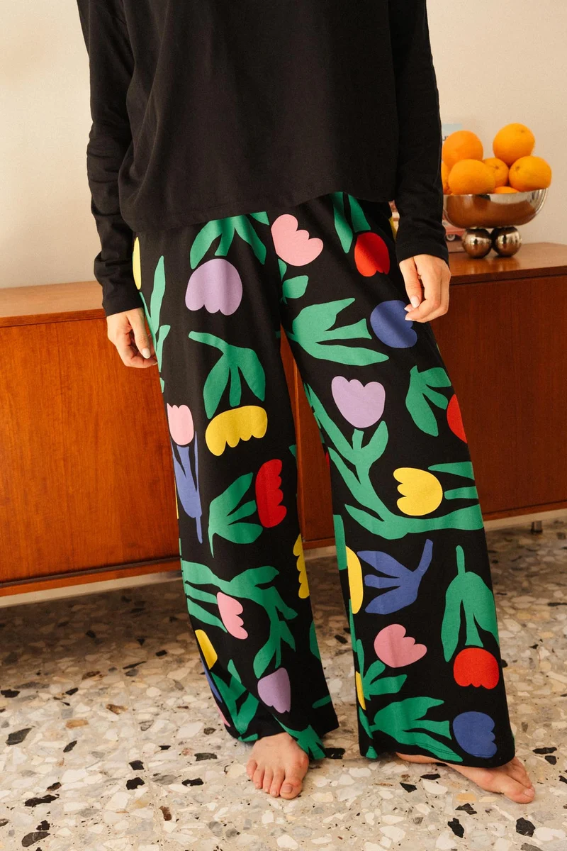 Pyjama Manches Longues Coton BIO - Tulipia Noir