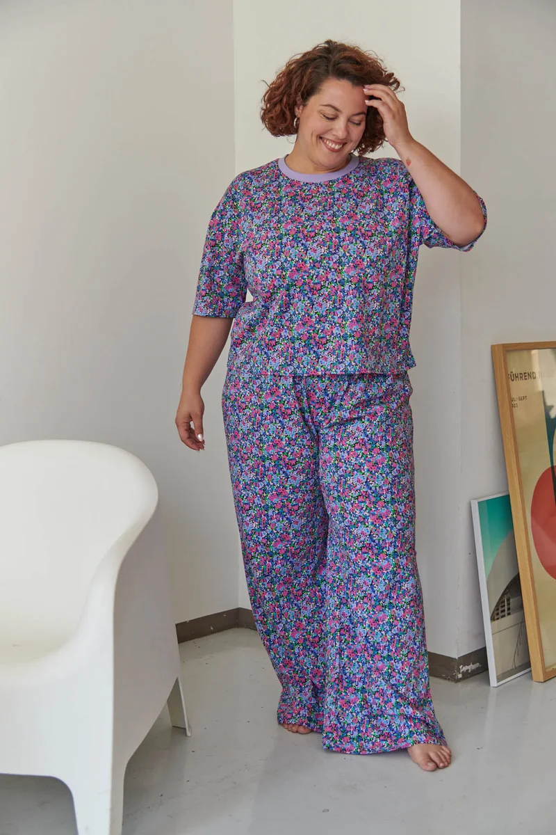 Pyjama Long Coton BIO - Confettis violet