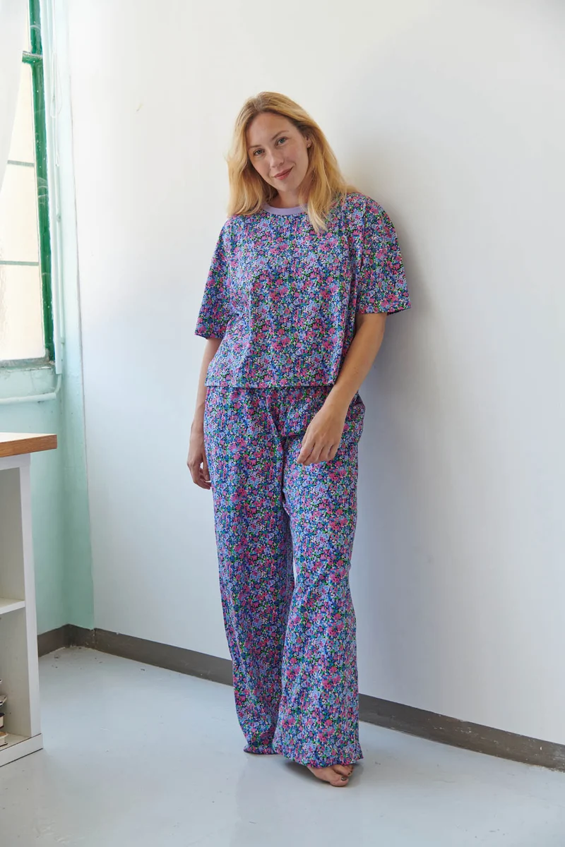 Pyjama Long Coton BIO - Confettis violet