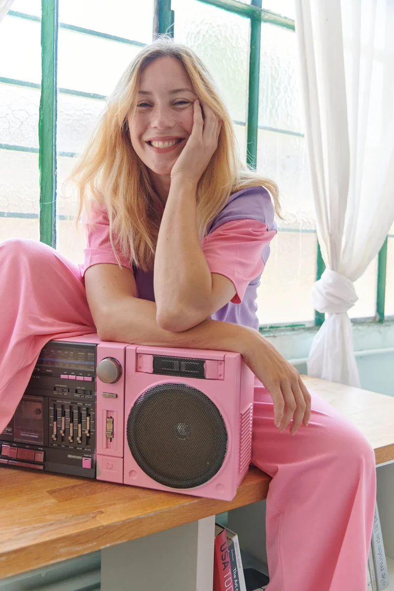 Pyjama Long Coton BIO - Colorblock Rose