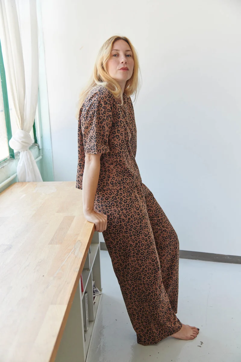 Pyjama Long Coton BIO - Léopard Marron