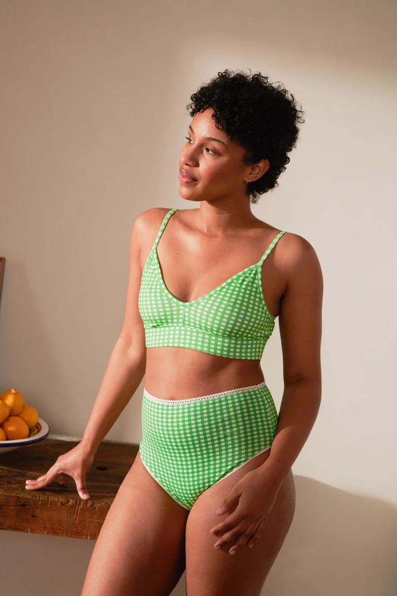 Brassière Coton BIO - Vichy Vert