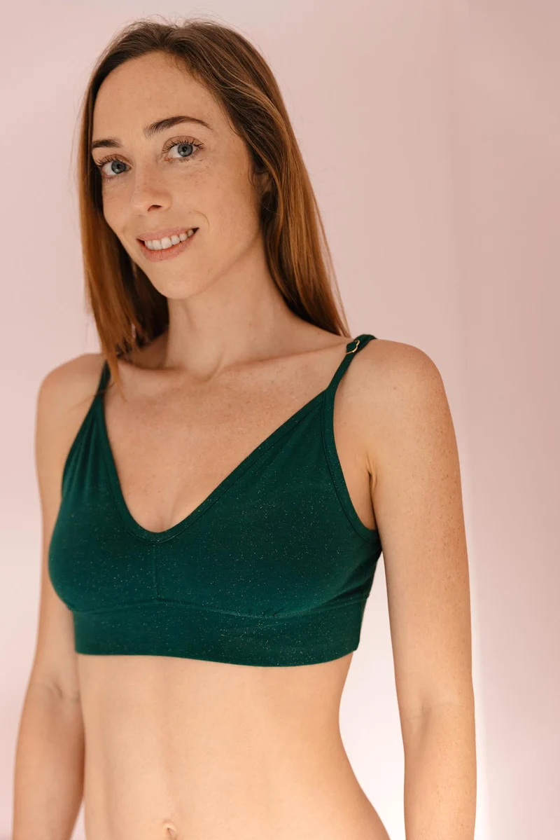 Brassière Coton BIO - Paillettes Vert