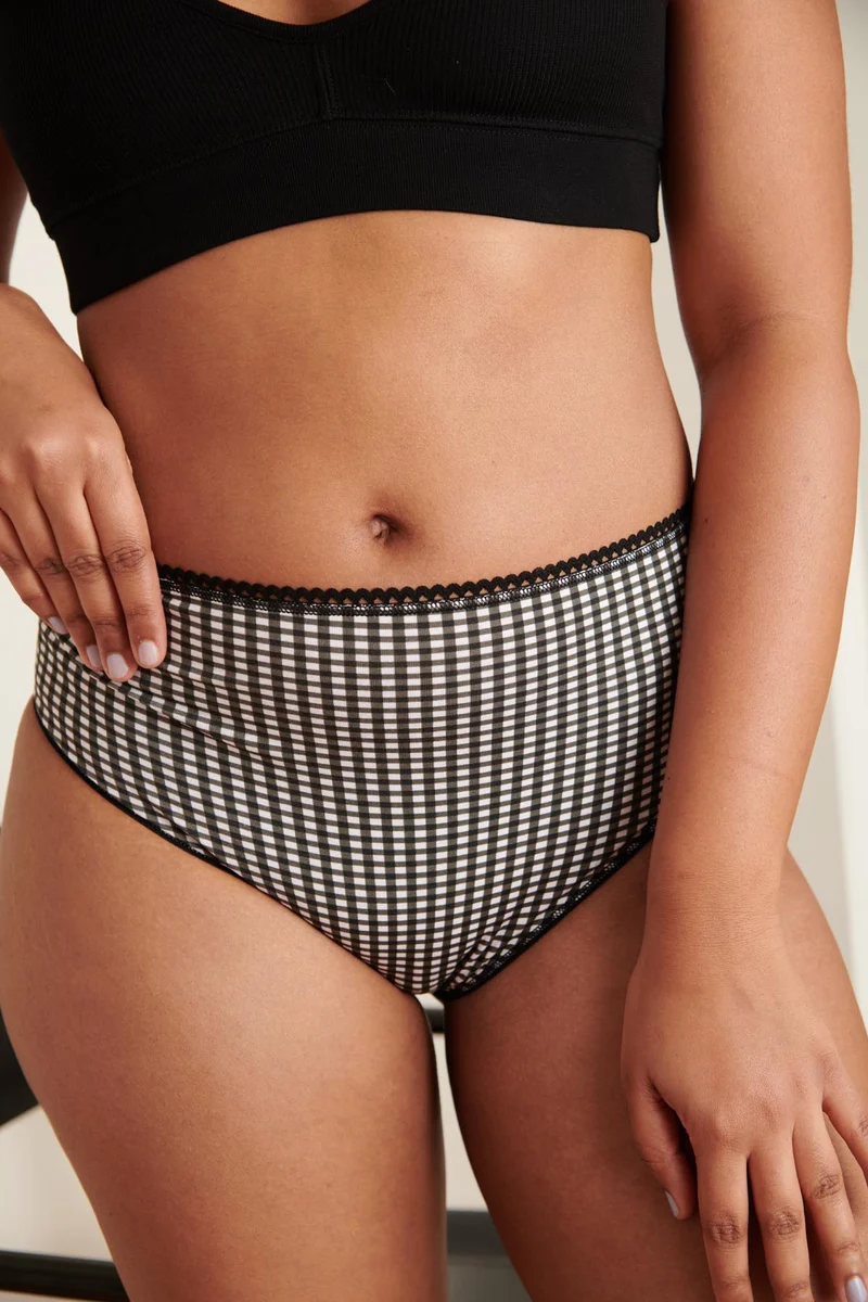 Culotte Taille Haute Coton BIO - Vichy Pirate Black