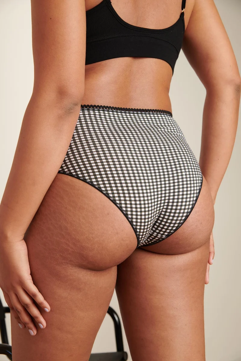 Culotte Taille Haute Coton BIO - Vichy Pirate Black