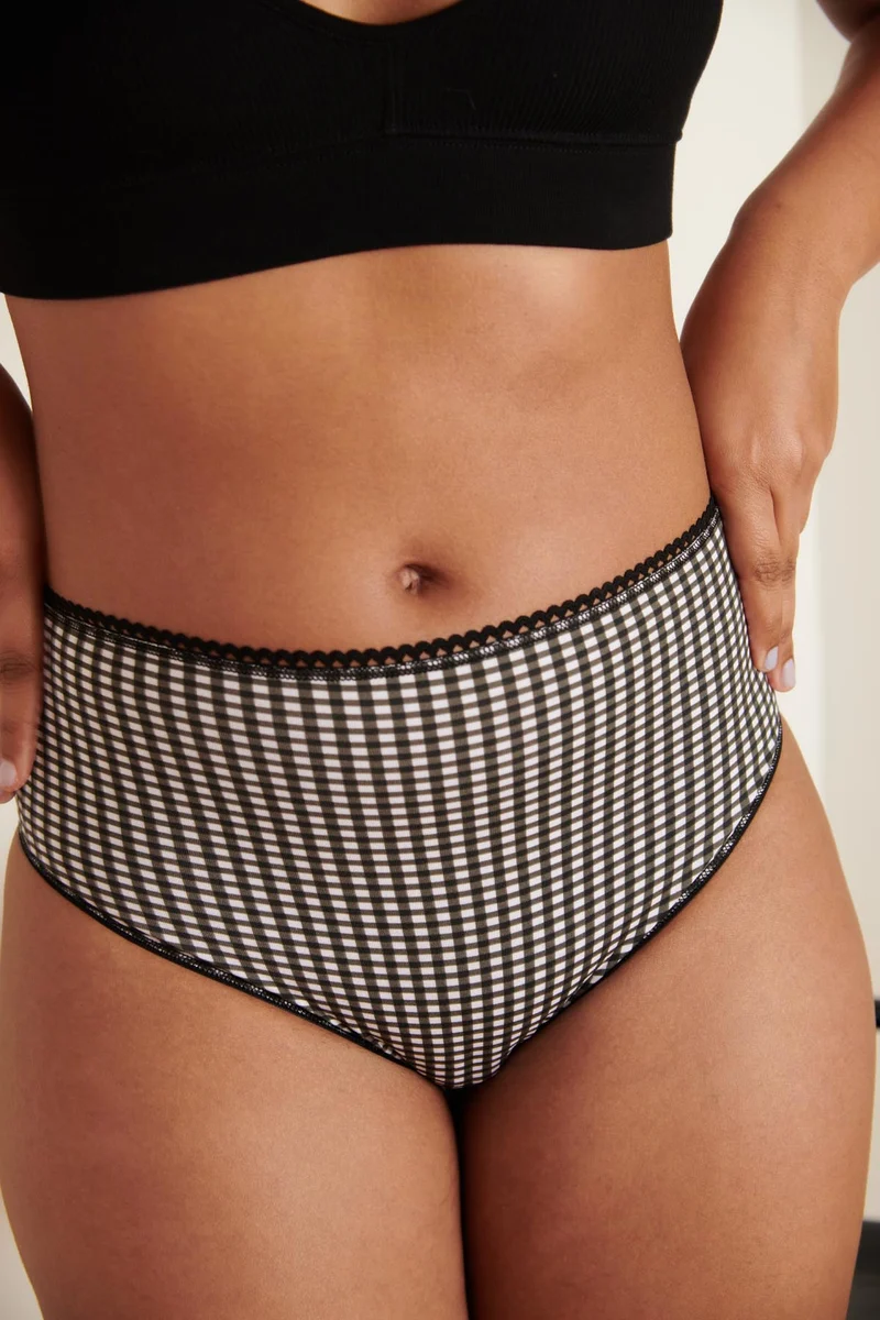 Culotte Taille Haute Coton BIO - Vichy Pirate Black