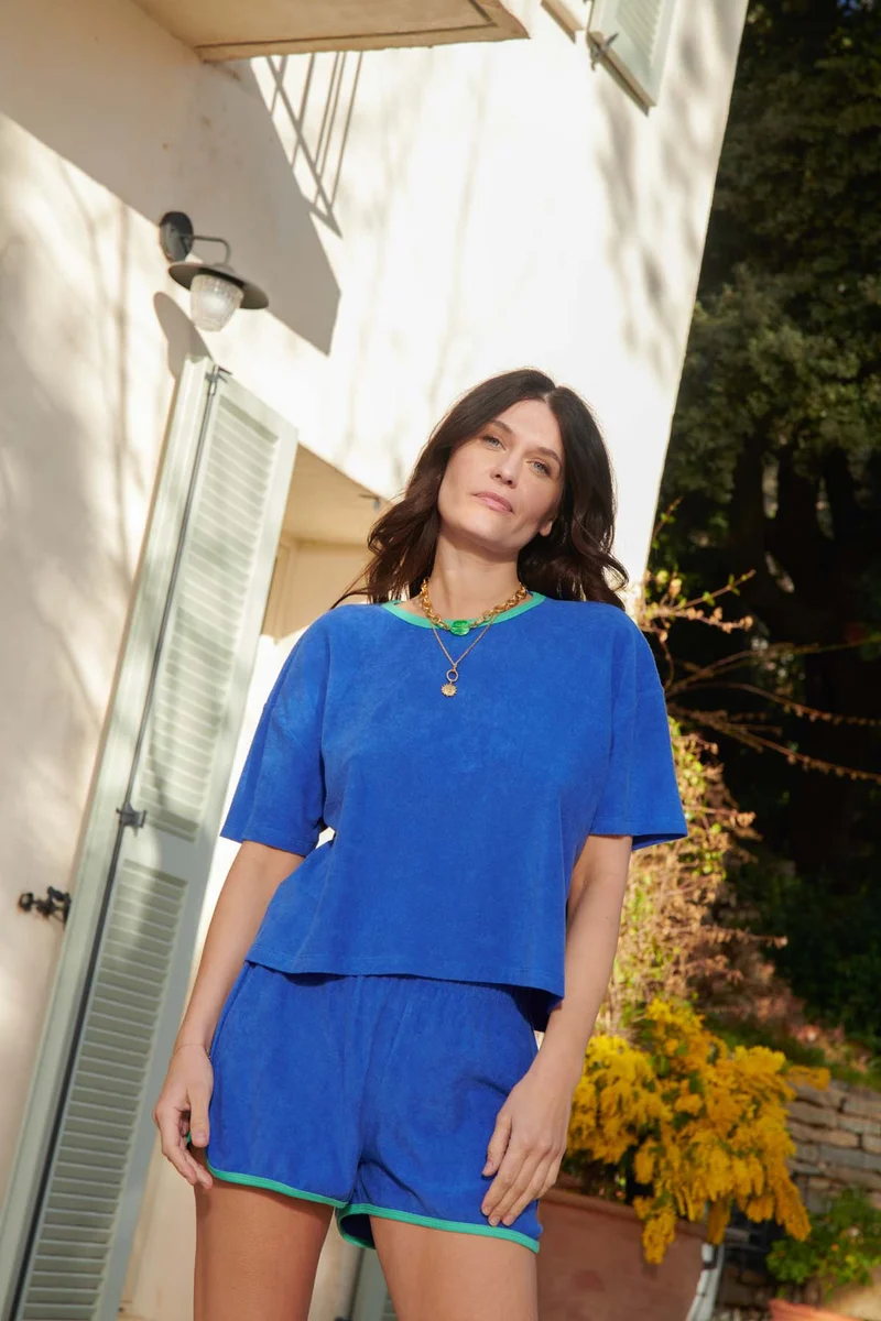Ensemble Éponge Coton BIO - Bleu Klein et Menthe