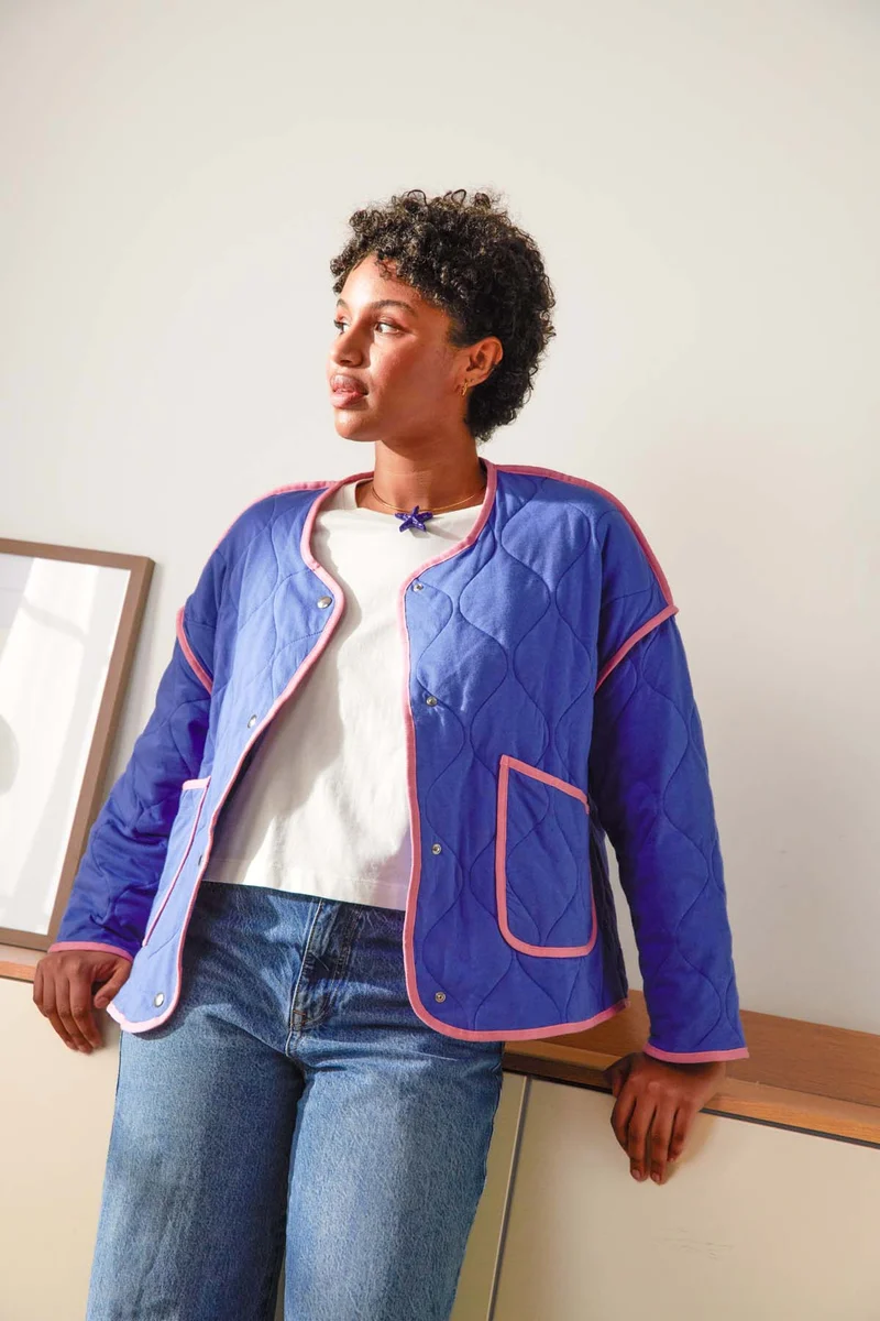 Veste Matelassée Coton BIO - Bleu et Rose