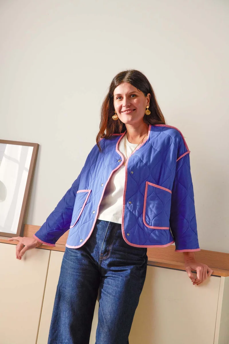 Veste Matelassée Coton BIO - Bleu et Rose