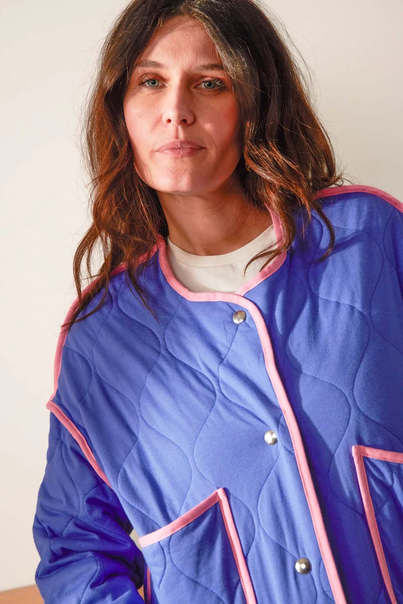 Veste Matelassée Coton BIO - Bleu et Rose
