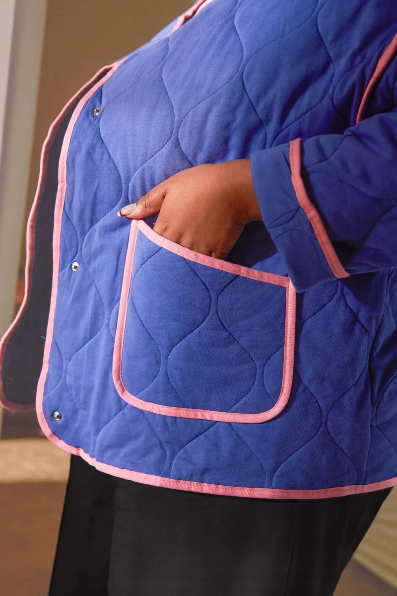 Veste Matelassée Coton BIO - Bleu et Rose