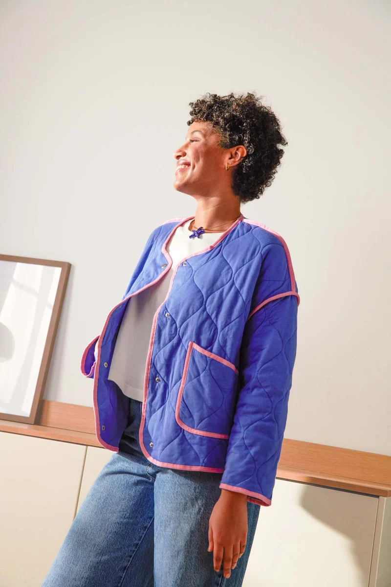 Veste Matelassée Coton BIO - Bleu et Rose