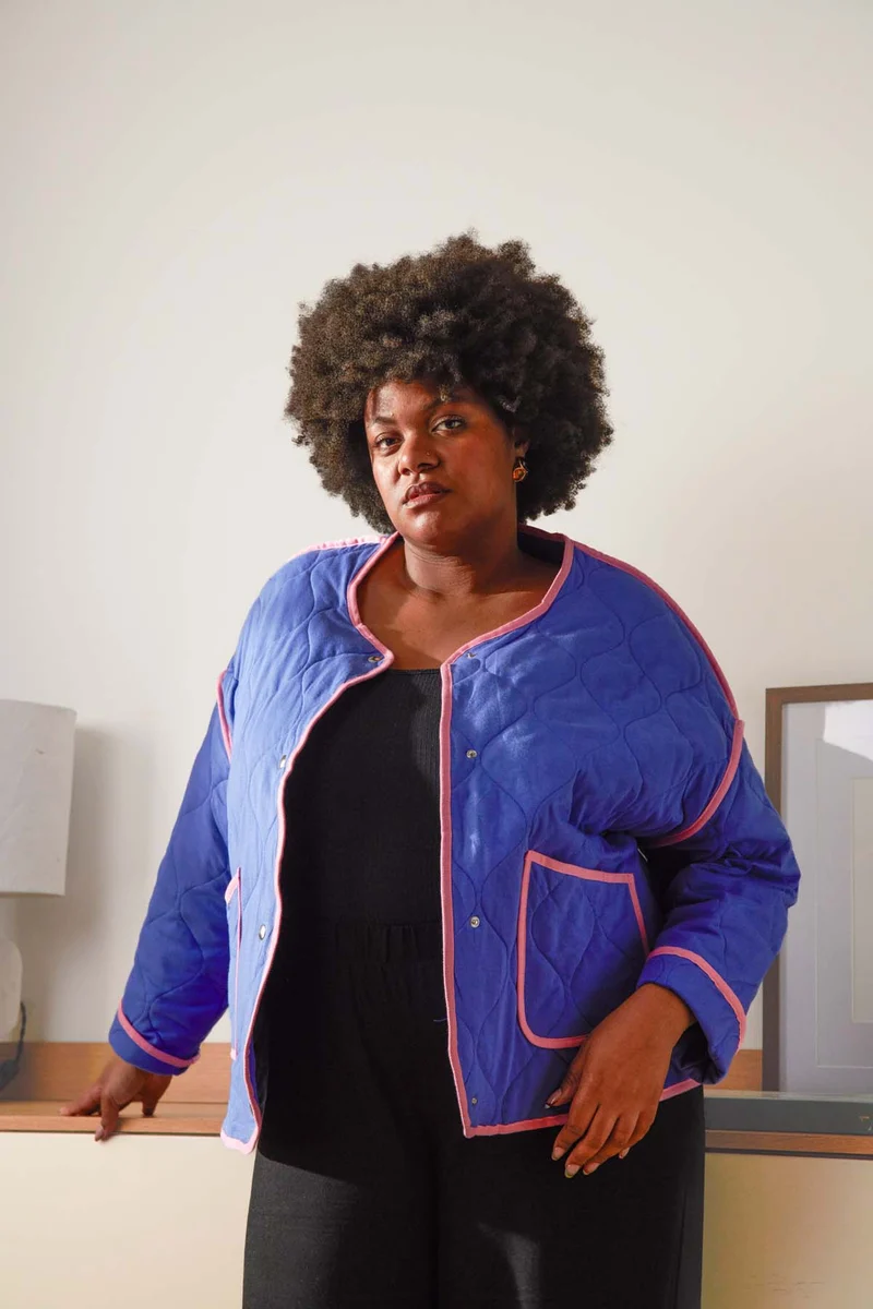 Veste Matelassée Coton BIO - Bleu et Rose