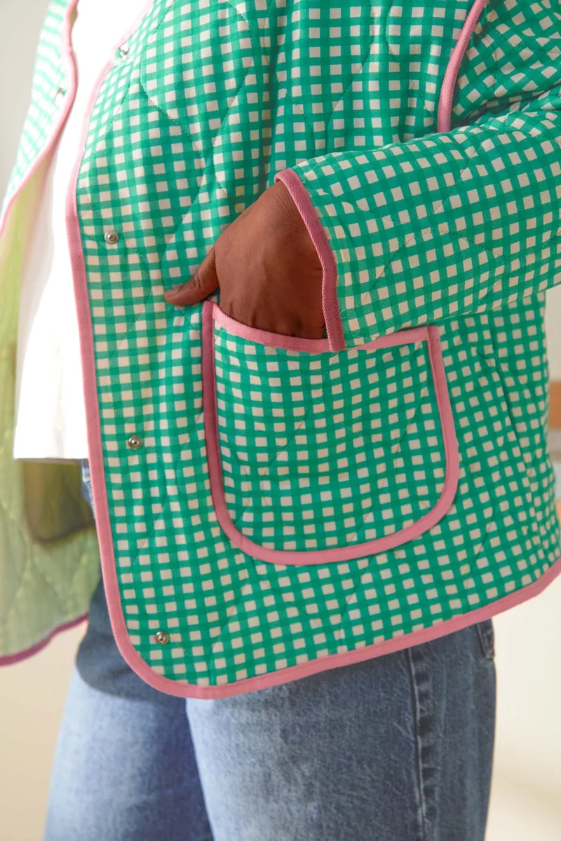 Veste Matelassée Coton BIO - Vichy Vert